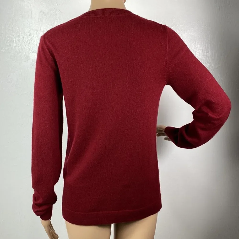 J. Crew burgundy cotton blend round neck pullover sweater size S